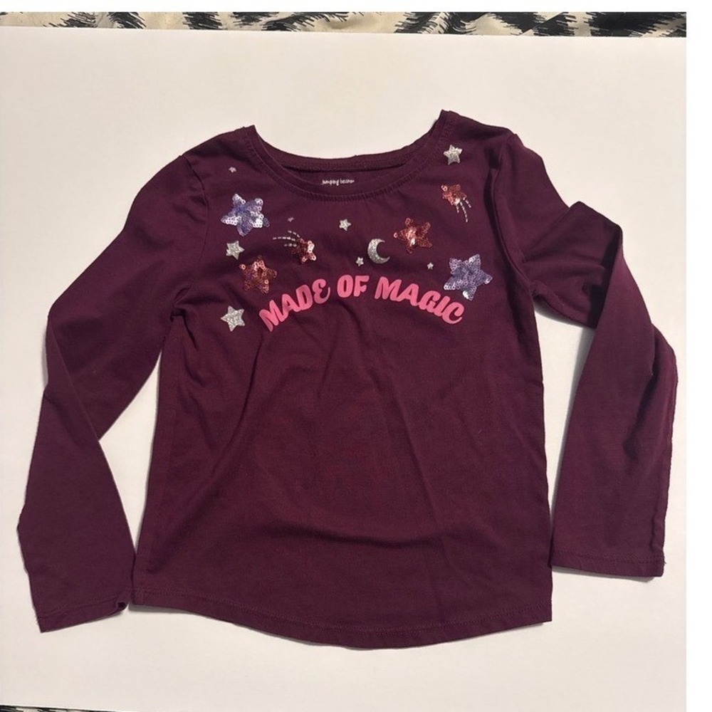 Jumping Beans Girls Maroon "Made of Magic" Sequin  Long Sleeve TShirt Size‎ 4